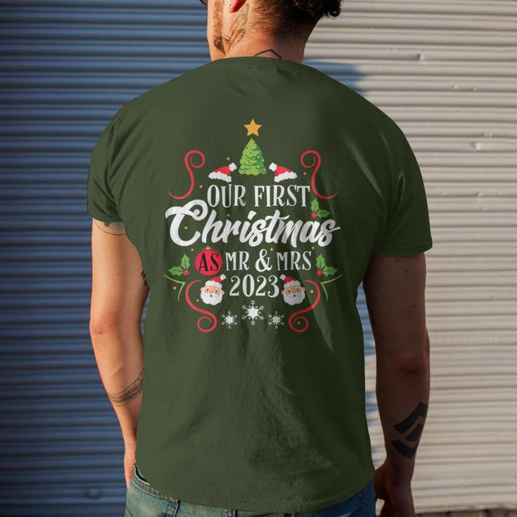 1St First Christmas As Mr And Mrs 2023 Couples Pajamas Men's T-shirt Back Print Gifts for Him