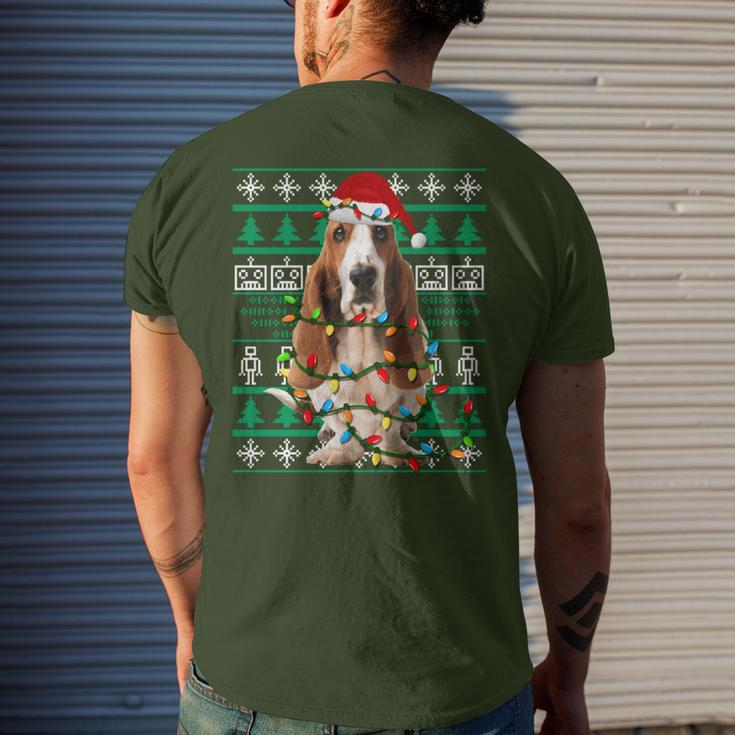 Basset Hound Dog Christmas Ugly Christmas Sweater Men's T-shirt Back Print Gifts for Him