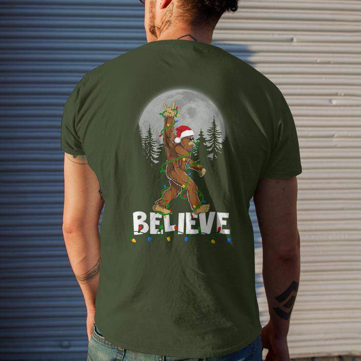 Bigfoot Rock Roll Sasquatch Christmas Believe Men's T-shirt Back Print Gifts for Him