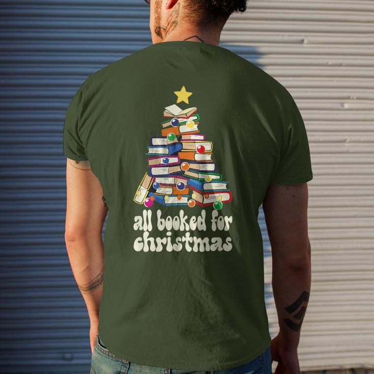 All Booked For Christmas Book Christmas Tree Men's T-shirt Back Print Gifts for Him
