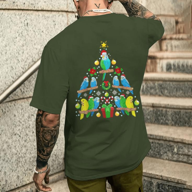 Budgie Christmas Tree Bird Christmas T-Shirt mit Rückendruck Geschenke für Ihn