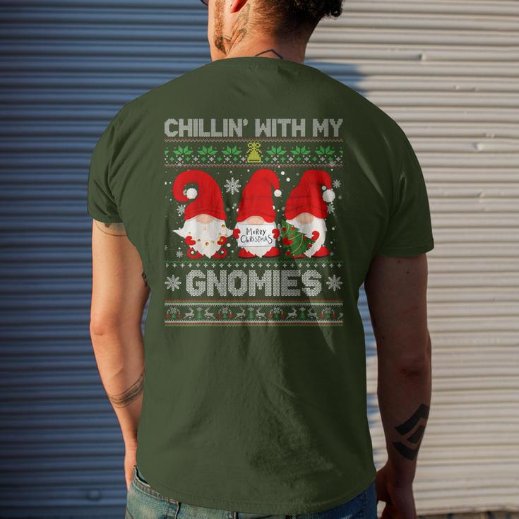 Chillin With My Gnomies Christmas Family Friend Gnomes Men's T-shirt Back Print Gifts for Him
