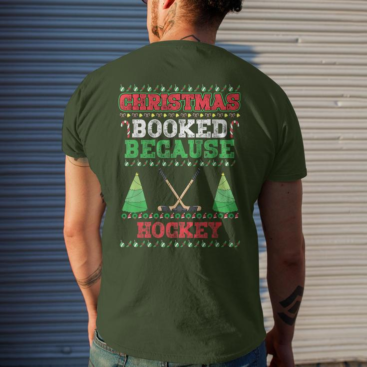 Christmas Booked Because Hockey Sport Lover Xmas Men's T-shirt Back Print Gifts for Him