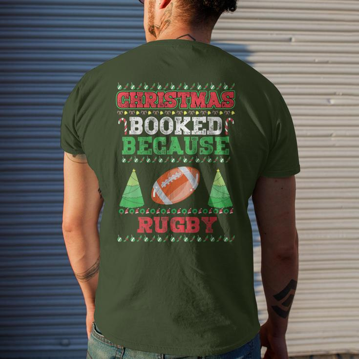 Christmas Booked Because Rugby Sport Lover Xmas Men's T-shirt Back Print Gifts for Him