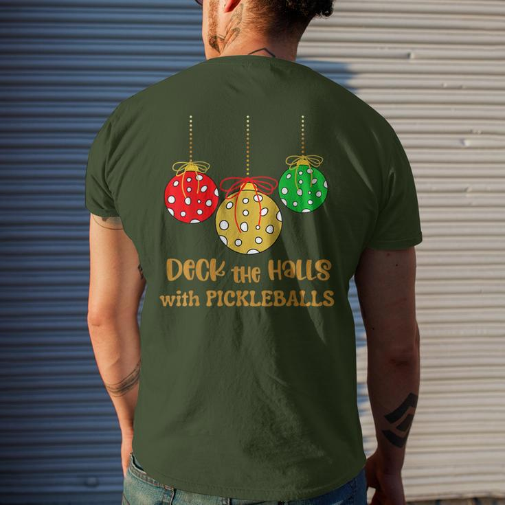 Christmas Pickleball Deck The Halls With Pickleballs Men's T-shirt Back Print Gifts for Him