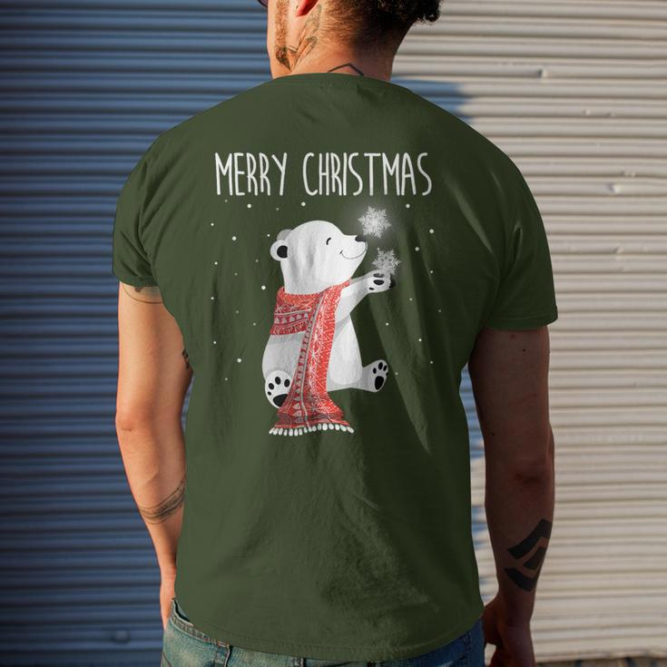 Cute Polar Bear Scarf Merry Christmas Xmas Holidays Men's T-shirt Back Print Gifts for Him