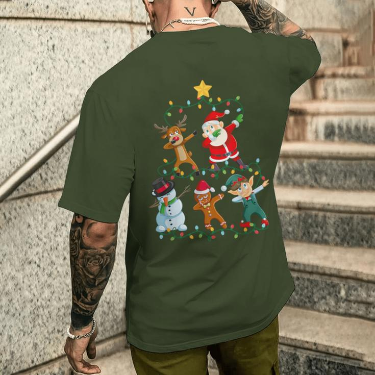 Dabbing Santa Elf Santa Reindeer Xmas Short Sleeve Black T-Shirt mit Rückendruck Geschenke für Ihn