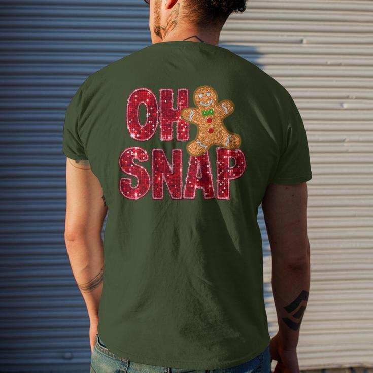 Faux Sequins Oh Snap Christmas Gingerbread Family Matching Men's T-shirt Back Print Gifts for Him