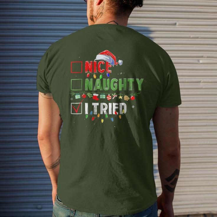 Christmas Nice Naughty I Tried Holiday Xmas 2023 Men's T-shirt Back Print Gifts for Him