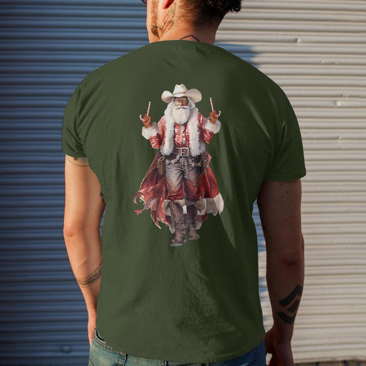 Christmas Western Cowboy Santa Claus And Candy Cane Men's T-shirt Back Print Gifts for Him