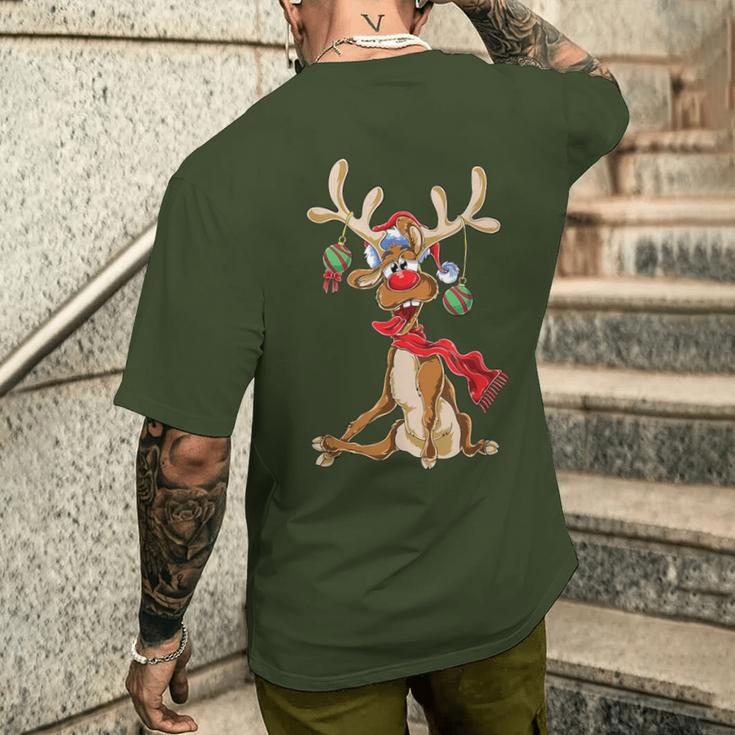 Reindeer Christmas Antlers Short Sleeve T-Shirt mit Rückendruck Geschenke für Ihn