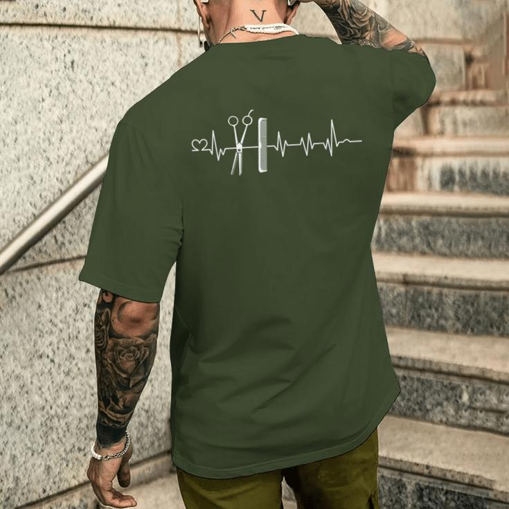 Heartbeat Hairdresser Salon Scissors Comb Hairdresser Xmas T-Shirt mit Rückendruck Geschenke für Ihn