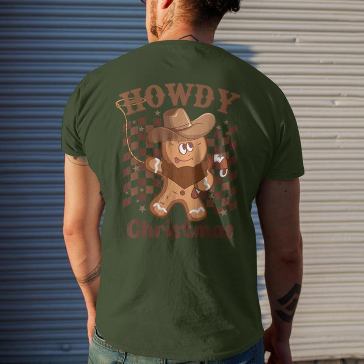 Howdy Christmas Gingerbread Retro Western Cowboy Xmas Men's T-shirt Back Print Gifts for Him