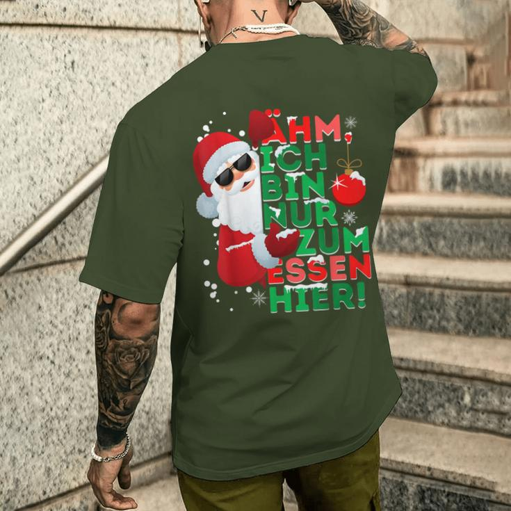Ich Bin Nur Zum Essen Hier Kurzärmliges Herren-T-Kurzärmliges Herren-T-Shirt, Santa Claus Motiv für Frohe Weihnachten Geschenke für Ihn