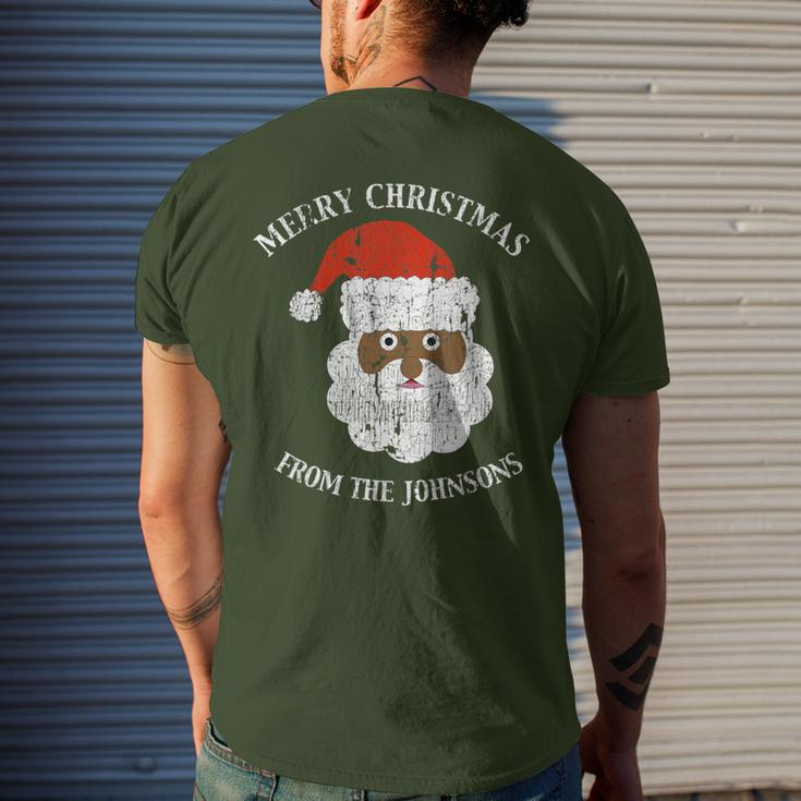 Johnson Family Last Name Surname Santa Merry Christmas Men's T-shirt Back Print Gifts for Him