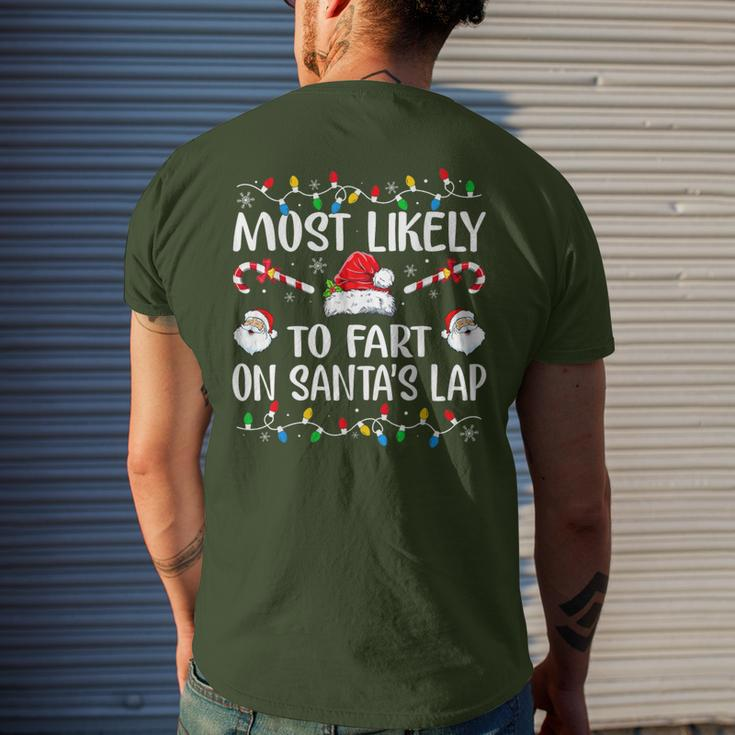Most Likely To Fart On Santa's Lap Family Christmas Holiday Men's T-shirt Back Print Gifts for Him