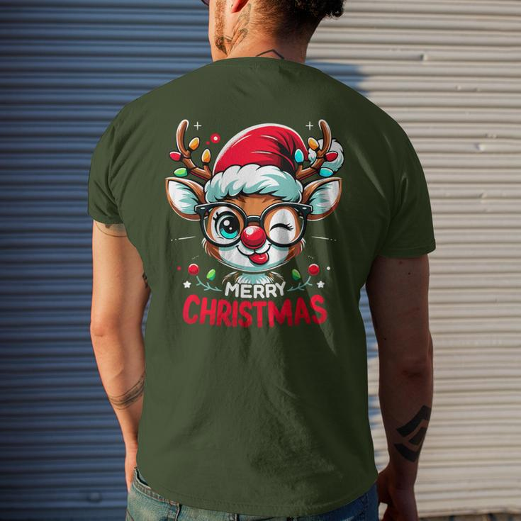 Matching Family Christmas 2023 Rudolph Reindeer Men's T-shirt Back Print Gifts for Him