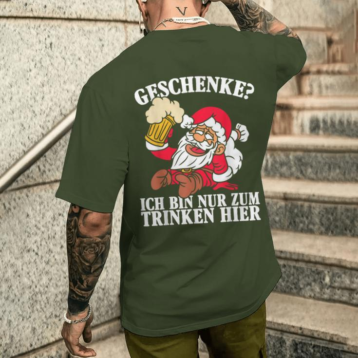 Men's Ich Bin Nur Zum Trinken Hier Christmas Black T-Shirt mit Rückendruck Geschenke für Ihn