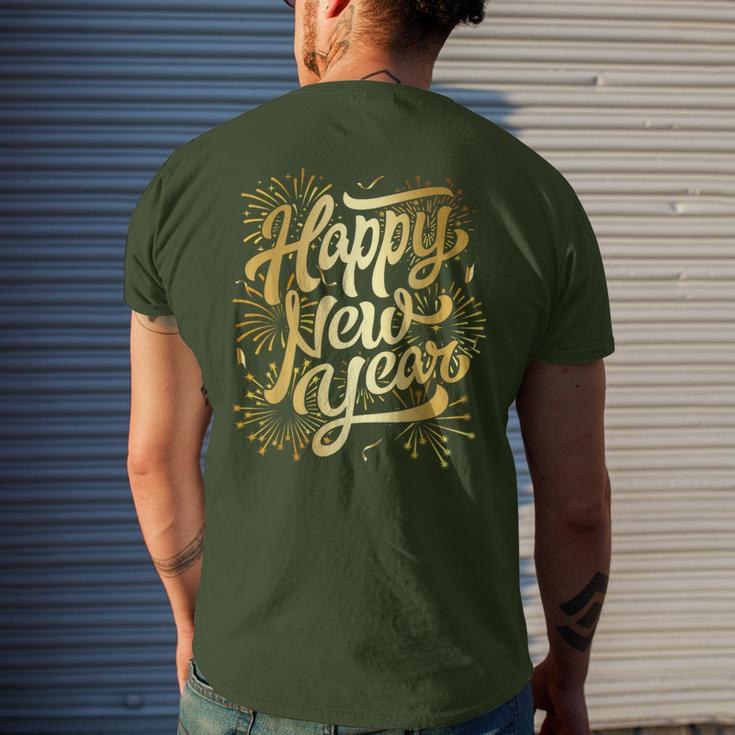 Merry Christmas Happy New Year New Years Eve Party Fireworks Men's T-shirt Back Print Gifts for Him