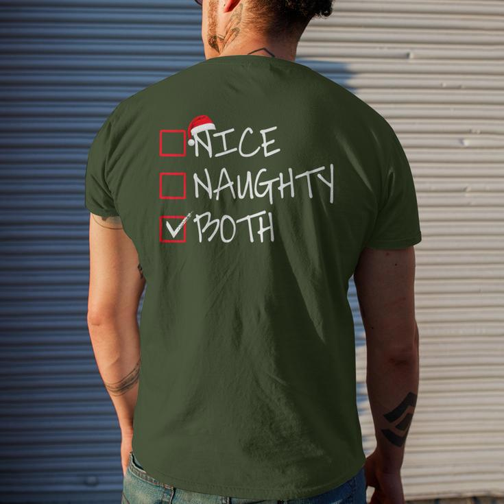 Nice Naughty Both Santa's List Christmas Family Joke Men's T-shirt Back Print Gifts for Him