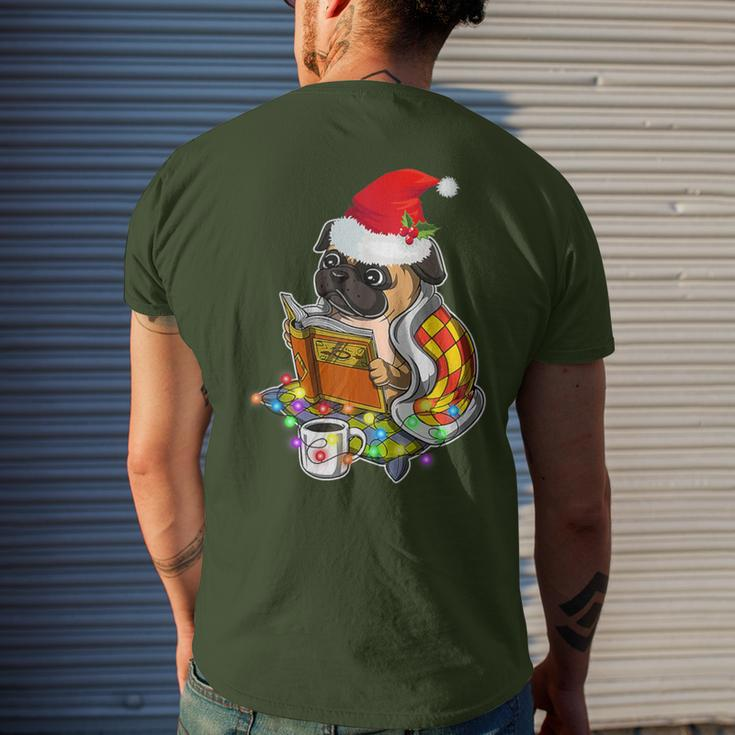 Pug Reading Book Dog Bookworm All Booked For Christmas Men's T-shirt Back Print Gifts for Him