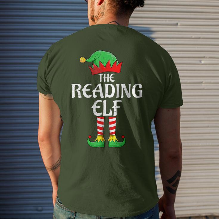 The Reading Elf Xmas Matching Christmas Family Pajama Men's T-shirt Back Print Gifts for Him