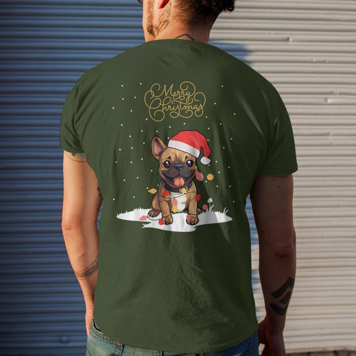 Santa Xmas Frenchie Merry Christmas French Bulldog Puppy Men's T-shirt Back Print Gifts for Him