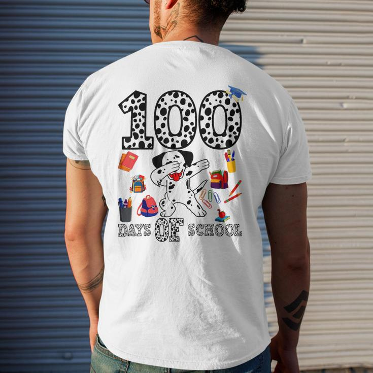 100 Days Smarter Of School Dabbing Dalmatian Dog Teachers Men's T-shirt Back Print Gifts for Him