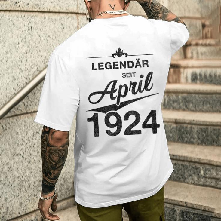 100 Geburtstag 100 Jahre Alt Legendär Seit April 1924 T-Shirt mit Rückendruck Geschenke für Ihn