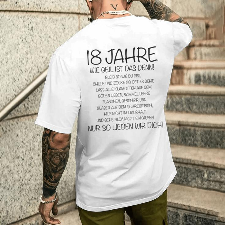 18 Jahre Wie Geil Ist Das Denn Junge 18 Geburtstag T-Shirt mit Rückendruck Geschenke für Ihn