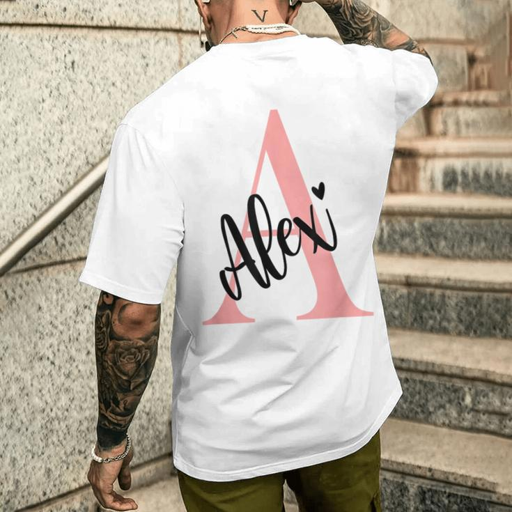 Alex Nameorname Mit Monogramm Personalisiert Rosa T-Shirt mit Rückendruck Geschenke für Ihn