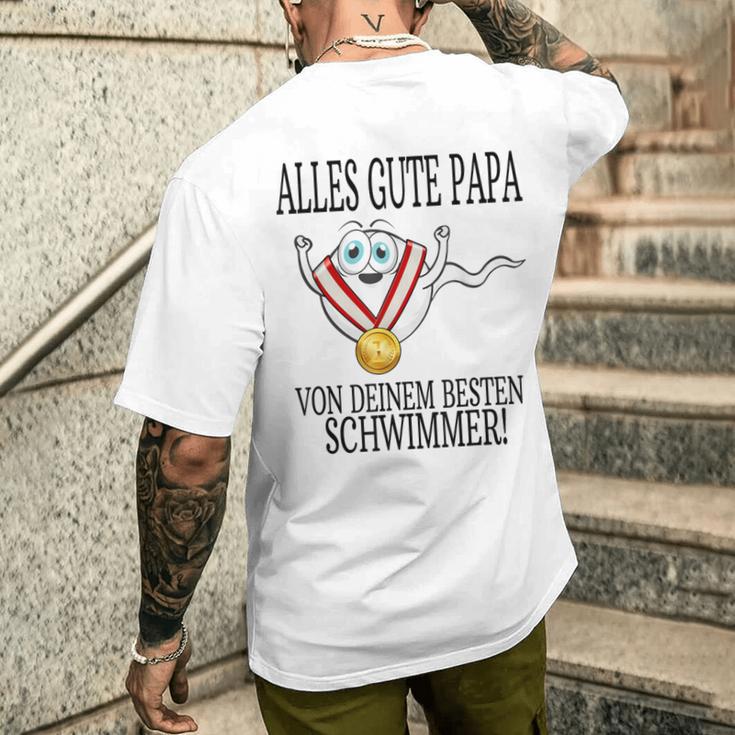 Alles Gute Papaon Deinem Besten Schwimmeratertag T-Shirt mit Rückendruck Geschenke für Ihn