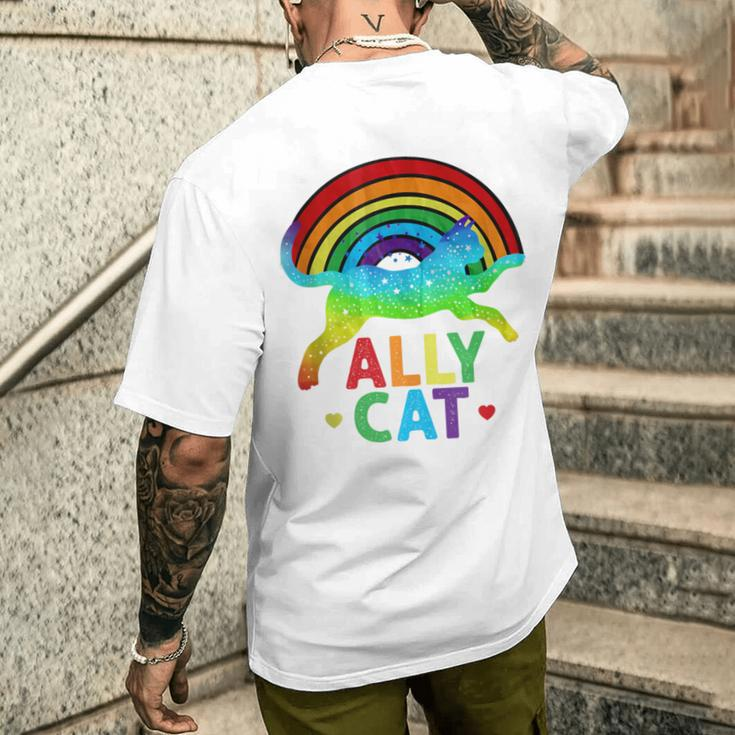 Ally Cat Lgbt Pride Ally Cat With Rainbow Men's T-shirt Back Print Funny Gifts