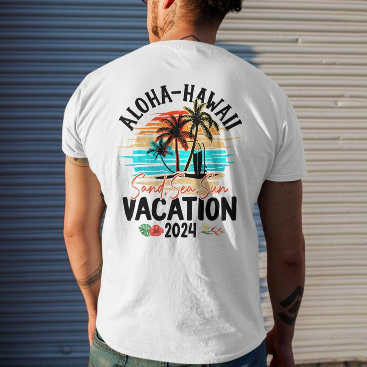 Aloha Hawaii 2024 Family Friends Group Vacation Matching Men's T-shirt Back Print Gifts for Him