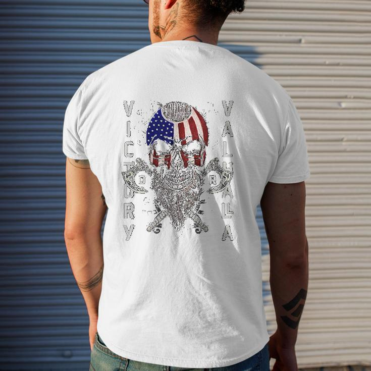 American Viking Victory Skull Flag Mens Back Print T-shirt Gifts for Him