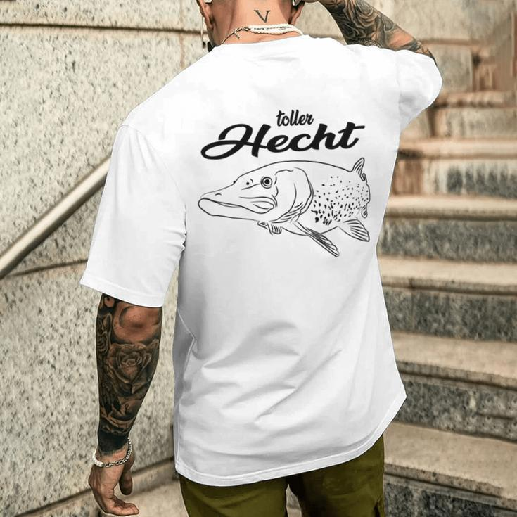 Angler Angeln Fischer Papa Opa Mann Geschenk Petri Heil T-Shirt mit Rückendruck Geschenke für Ihn