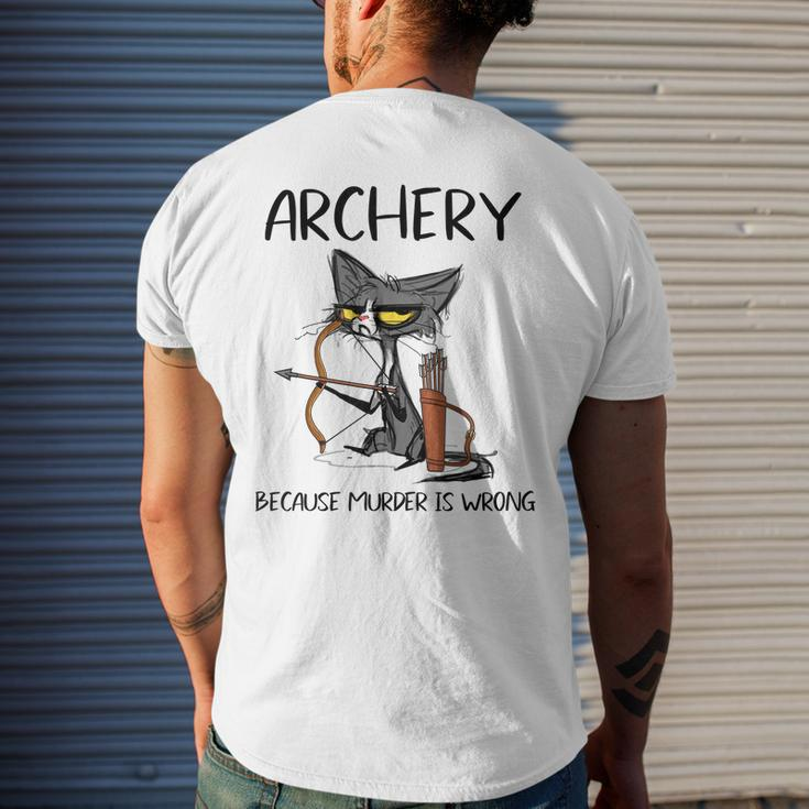 Archery Because Murder Is Wrong Cat Archer Mens Back Print T-shirt Gifts for Him
