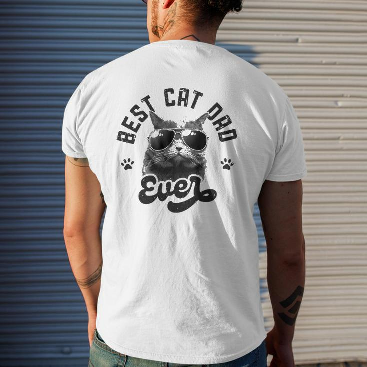 Best Cat Dad Ever Daddy Father's Day Retro Vintage Men Mens Back Print T-shirt Gifts for Him