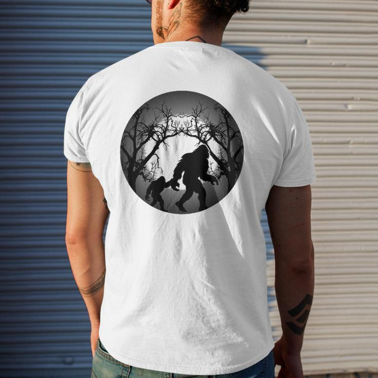 Bigfoot And His Son Wild Outdoor Yeti Father's Day Mens Back Print T-shirt Gifts for Him