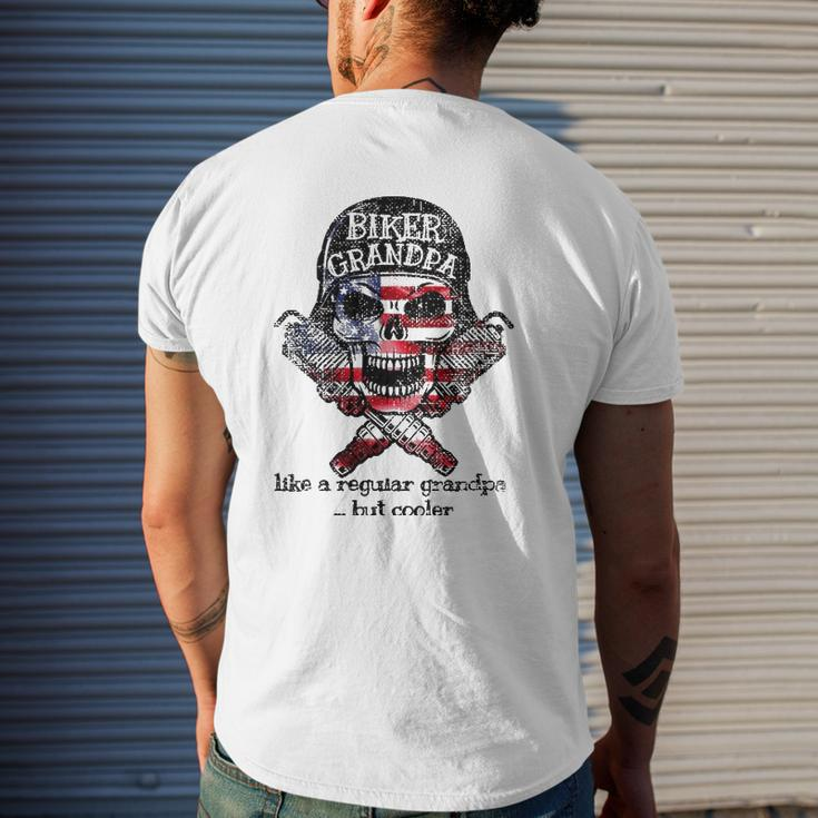 Biker Grandpa Motorcycle Grandfather Tee Mens Back Print T-shirt Gifts for Him