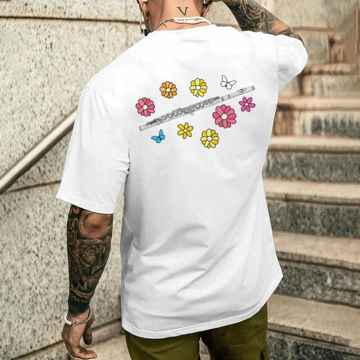 Blumenflöte Flötistin Mutter Holzblasmusikerin T-Shirt mit Rückendruck Geschenke für Ihn