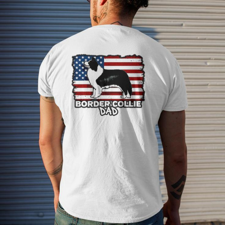 Border Collie Dad Dog American Flag Mens Back Print T-shirt Gifts for Him