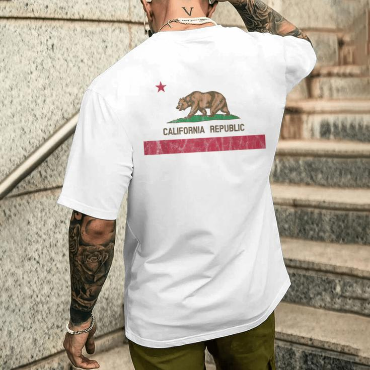 California Republic Flag California Souvenir T-Shirt mit Rückendruck Geschenke für Ihn
