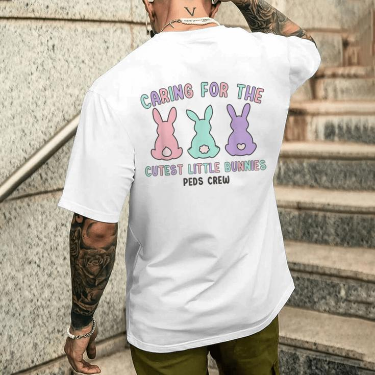 Caring For The Cutest Little Bunnies Peds Crew Easter Nurse Men's T-shirt Back Print Gifts for Him