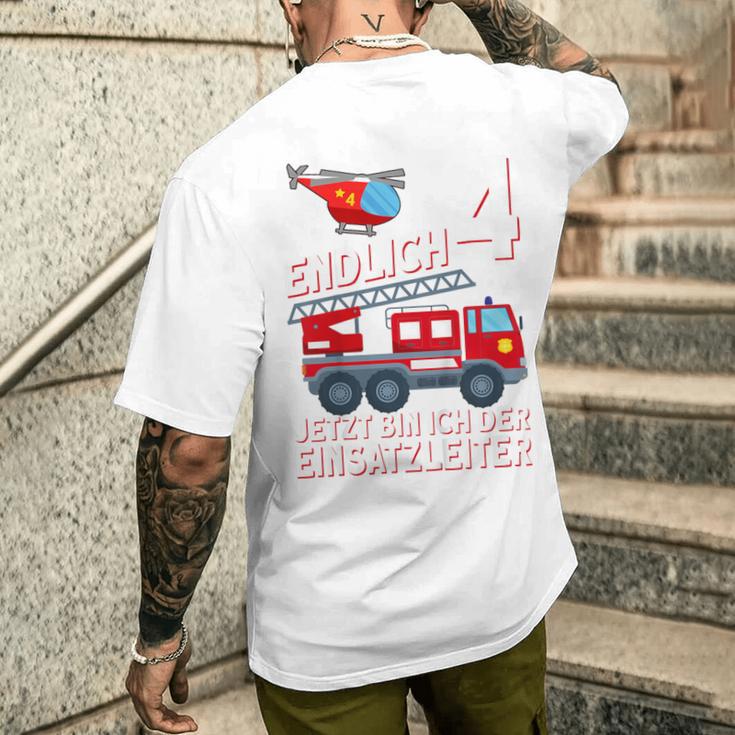 Children's Fireman Endlich 4 Jetzt Bin Ich Einsatzeiteiteiter T-Shirt mit Rückendruck Geschenke für Ihn