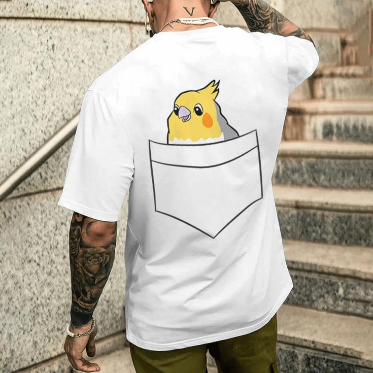 Cockatiel In Bag Bird Cockatiel Cockatiel Parakeet T-Shirt mit Rückendruck Geschenke für Ihn