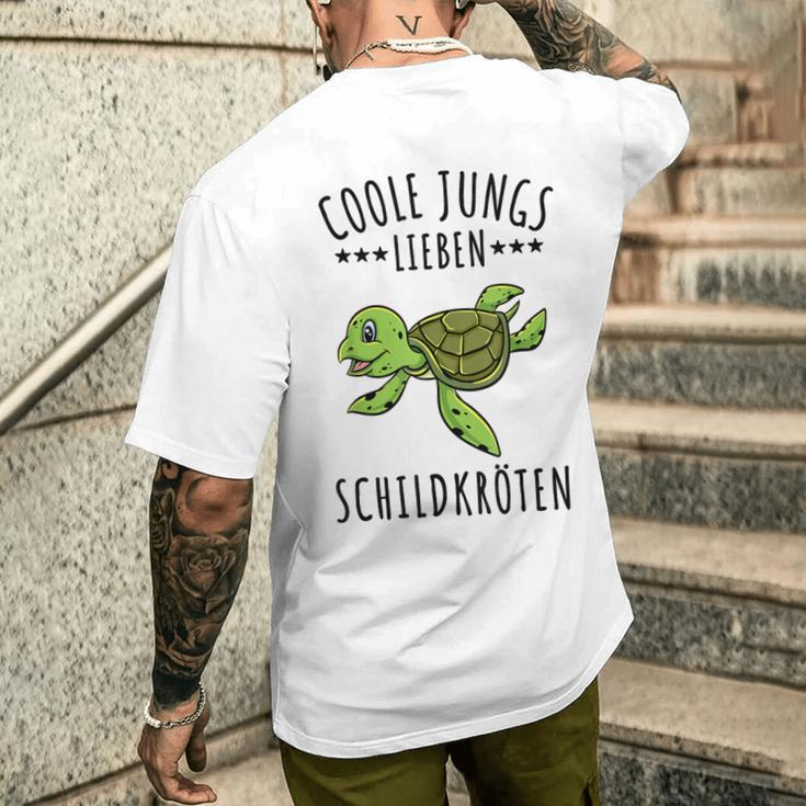 Coole Jungs Lieben Schildkröten Geschenk T-Shirt mit Rückendruck Geschenke für Ihn