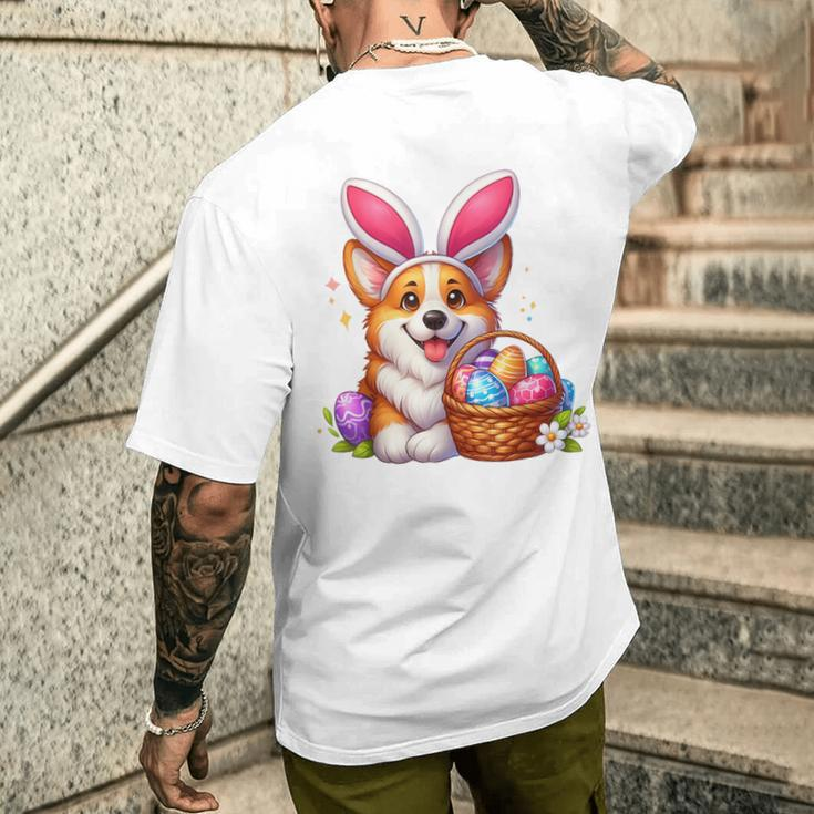 Corgi Bunny Ears Easter Day Cute Dog Puppy Lover Boys Girls Men's T-shirt Back Print Gifts for Him
