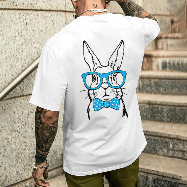 Cute Rabbit Bunny Face Glasses Bow Tie Happy Easter Day Boys Men's T-shirt Back Print Gifts for Him