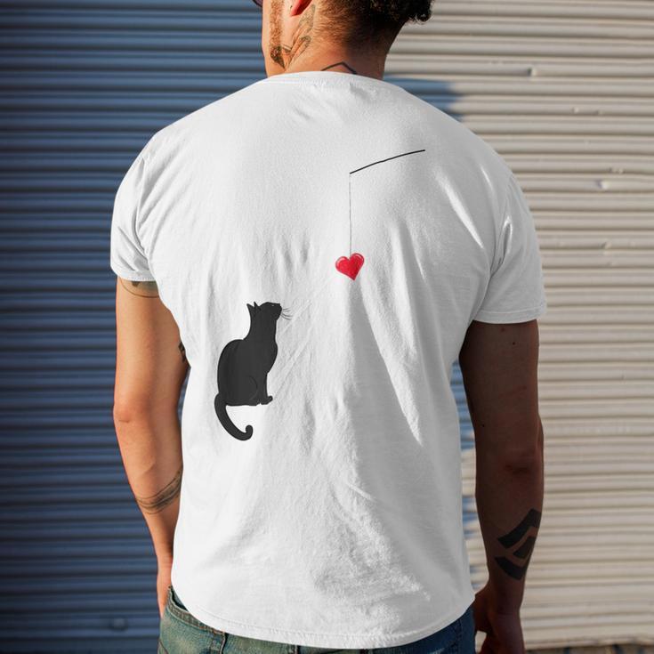 Cute Valentine's Day With A Cat Looking At A Heart Men's T-shirt Back Print Gifts for Him
